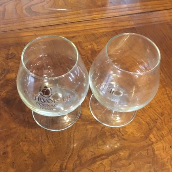 VTG Set of 2 Courvoisier Cognac Snifter FRANCE 4.5” Stem Glass Gold Lettering - Picture 3 of 6